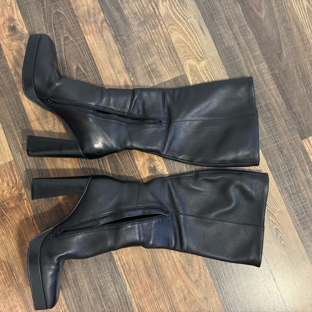 Steve Madden Frankie Black Leather Boots - Picture 2 of 4